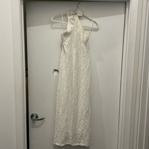 Zara high neck now back dress white
